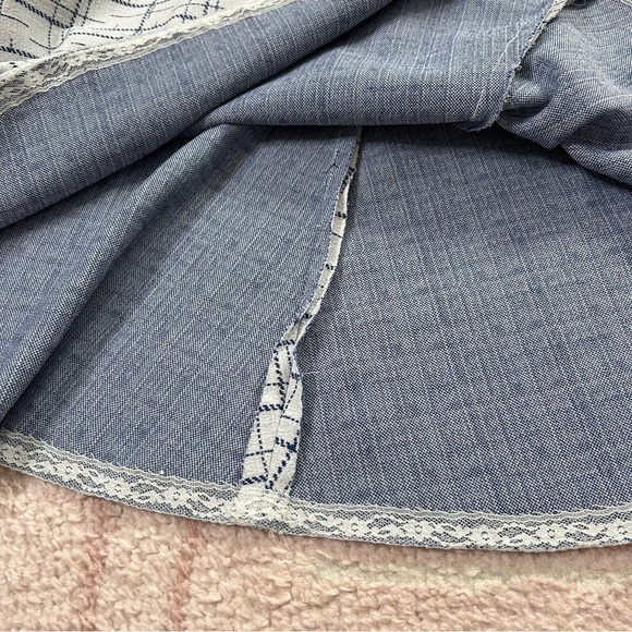 Vintage 1960s Navy and Off White Plaid Midi Dress Drop Waist Tie Belt Size 8 - Picture 10 of 12